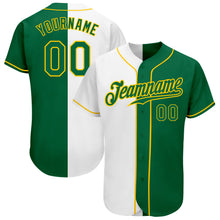 Load image into Gallery viewer, Custom White Kelly Green-Gold Authentic Split Fashion Baseball Jersey
