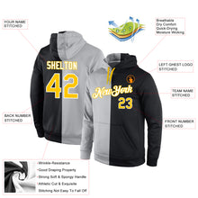 Load image into Gallery viewer, Custom Stitched Gray Gold-Black Split Fashion Sports Pullover Sweatshirt Hoodie
