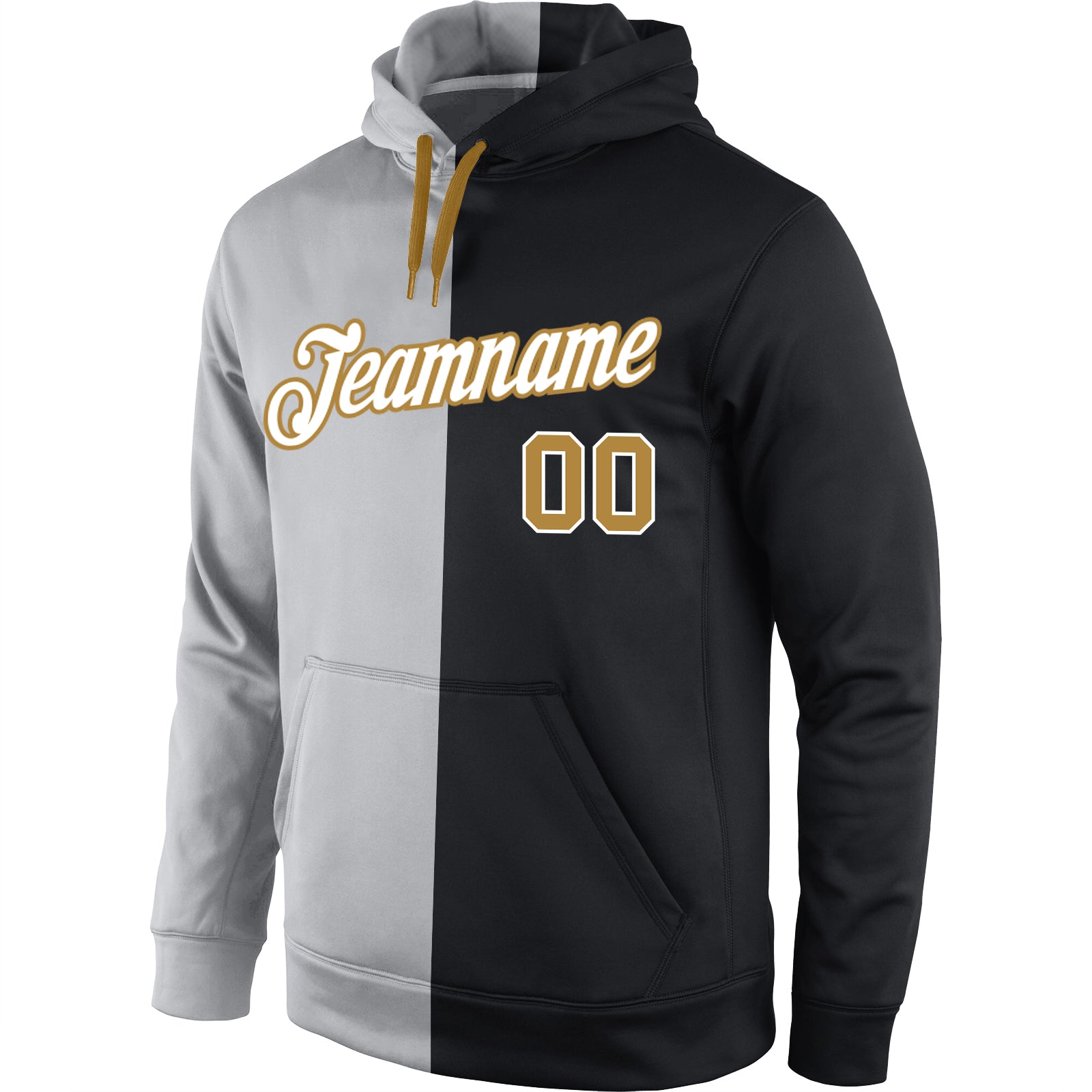  Custom Name Team Logo Number Gray Black-Old Gold