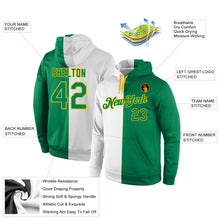 Load image into Gallery viewer, Custom Stitched White Kelly Green-Gold Split Fashion Sports Pullover Sweatshirt Hoodie
