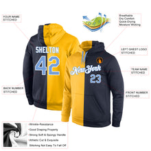 Load image into Gallery viewer, Custom Stitched Gold Light Blue-Navy Split Fashion Sports Pullover Sweatshirt Hoodie
