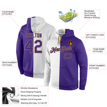 Load image into Gallery viewer, Custom Stitched White Purple-Old Gold Split Fashion Sports Pullover Sweatshirt Hoodie
