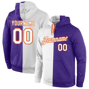 Custom Stitched Purple White-Orange Split Fashion Sports Pullover Sweatshirt Hoodie