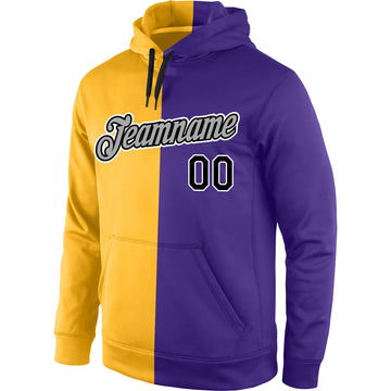 Custom Stitched Gold Black-Purple Split Fashion Sports Pullover Sweatshirt Hoodie