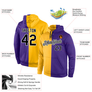 Custom Stitched Gold Black-Purple Split Fashion Sports Pullover Sweatshirt Hoodie