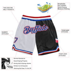 Custom White Royal-Red Authentic Throwback Split Fashion Basketball Shorts