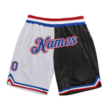 Load image into Gallery viewer, Custom White Royal-Red Authentic Throwback Split Fashion Basketball Shorts
