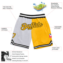 Load image into Gallery viewer, Custom White Gold-Black Authentic Throwback Split Fashion Basketball Shorts
