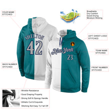 Load image into Gallery viewer, Custom Stitched Aqua Gray-Navy Split Fashion Sports Pullover Sweatshirt Hoodie
