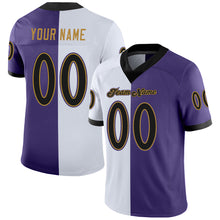 Load image into Gallery viewer, Custom Purple Black-White Split Fashion Football Jersey
