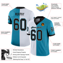 Load image into Gallery viewer, Custom Panther Blue Black-White Mesh Split Fashion Football Jersey
