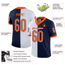 Load image into Gallery viewer, Custom Navy Orange-White Mesh Split Fashion Football Jersey
