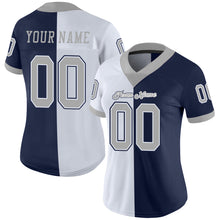 Load image into Gallery viewer, Custom Navy Gray-White Mesh Split Fashion Football Jersey
