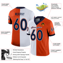 Load image into Gallery viewer, Custom Orange Navy-White Mesh Split Fashion Football Jersey
