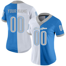 Load image into Gallery viewer, Custom Powder Blue Gray-White Mesh Split Fashion Football Jersey
