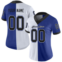 Load image into Gallery viewer, Custom Royal Black-White Mesh Split Fashion Football Jersey
