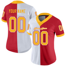 Load image into Gallery viewer, Custom Scarlet Gold-White Mesh Split Fashion Football Jersey
