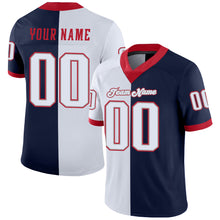 Load image into Gallery viewer, Custom Navy White-Scarlet Mesh Split Fashion Football Jersey
