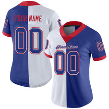 Load image into Gallery viewer, Custom White Royal-Scarlet Mesh Split Fashion Football Jersey
