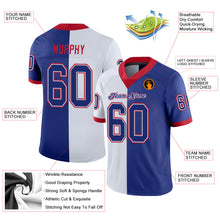 Load image into Gallery viewer, Custom White Royal-Scarlet Mesh Split Fashion Football Jersey
