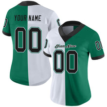 Load image into Gallery viewer, Custom Kelly Green Black-White Mesh Split Fashion Football Jersey
