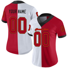 Load image into Gallery viewer, Custom White Red-Black Mesh Split Fashion Football Jersey
