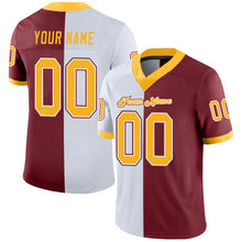 Load image into Gallery viewer, Custom Burgundy Gold-White Mesh Split Fashion Football Jersey
