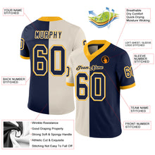 Load image into Gallery viewer, Custom Cream Navy-Gold Split Fashion Football Jersey
