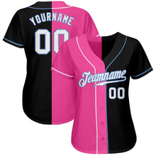 Load image into Gallery viewer, Custom Black White-Pink Authentic Split Fashion Baseball Jersey
