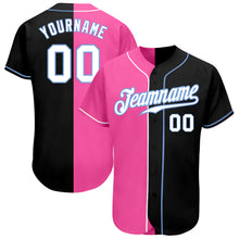Load image into Gallery viewer, Custom Black White-Pink Authentic Split Fashion Baseball Jersey
