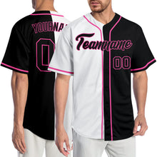 Load image into Gallery viewer, Custom White Black-Pink Authentic Split Fashion Baseball Jersey
