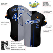 Load image into Gallery viewer, Custom Black Royal-Gray Authentic Split Fashion Baseball Jersey
