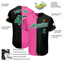 Load image into Gallery viewer, Custom Black Kelly Green-Pink Authentic Split Fashion Baseball Jersey
