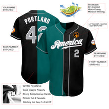 Load image into Gallery viewer, Custom Black Gray-Teal Authentic Split Fashion Baseball Jersey
