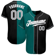 Load image into Gallery viewer, Custom Black Gray-Teal Authentic Split Fashion Baseball Jersey
