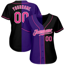 Load image into Gallery viewer, Custom Black Pink-Purple Authentic Split Fashion Baseball Jersey
