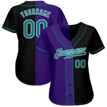 Load image into Gallery viewer, Custom Black Teal-Purple Authentic Split Fashion Baseball Jersey

