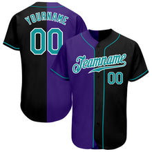Load image into Gallery viewer, Custom Black Teal-Purple Authentic Split Fashion Baseball Jersey
