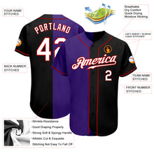 Load image into Gallery viewer, Custom Black White-Purple Authentic Split Fashion Baseball Jersey
