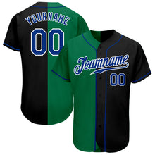 Load image into Gallery viewer, Custom Black Royal-Kelly Green Authentic Split Fashion Baseball Jersey
