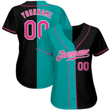Load image into Gallery viewer, Custom Black Pink-Aqua Authentic Split Fashion Baseball Jersey
