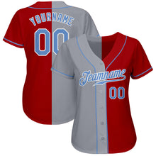 Load image into Gallery viewer, Custom Red Light Blue-Gray Authentic Split Fashion Baseball Jersey
