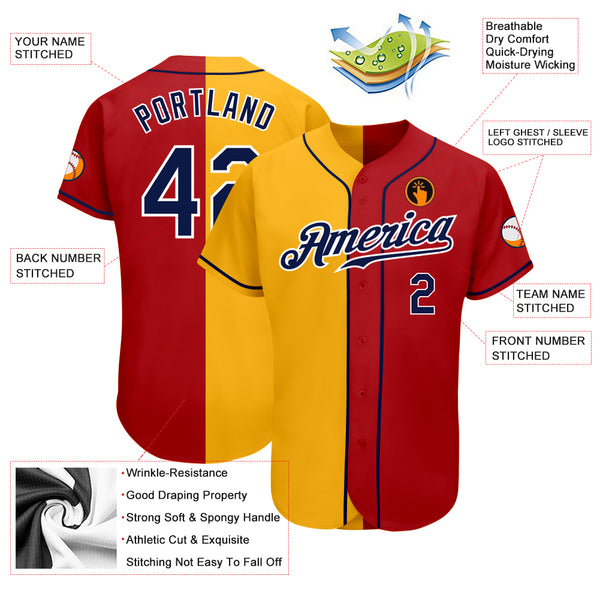 yellow and red baseball jersey