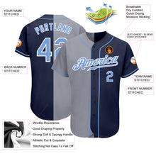 Load image into Gallery viewer, Custom Navy Light Blue-Gray Authentic Split Fashion Baseball Jersey
