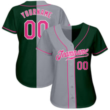 Load image into Gallery viewer, Custom Green Pink-Gray Authentic Split Fashion Baseball Jersey
