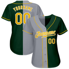 Load image into Gallery viewer, Custom Green Gold-Gray Authentic Split Fashion Baseball Jersey
