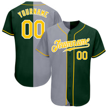Load image into Gallery viewer, Custom Green Gold-Gray Authentic Split Fashion Baseball Jersey
