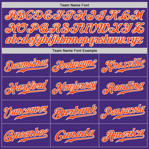 Custom Purple Orange-Gray Authentic Split Fashion Baseball Jersey