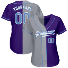 Load image into Gallery viewer, Custom Purple Light Blue-Gray Authentic Split Fashion Baseball Jersey
