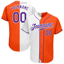 Load image into Gallery viewer, Custom Orange Purple-White Authentic Split Fashion Baseball Jersey
